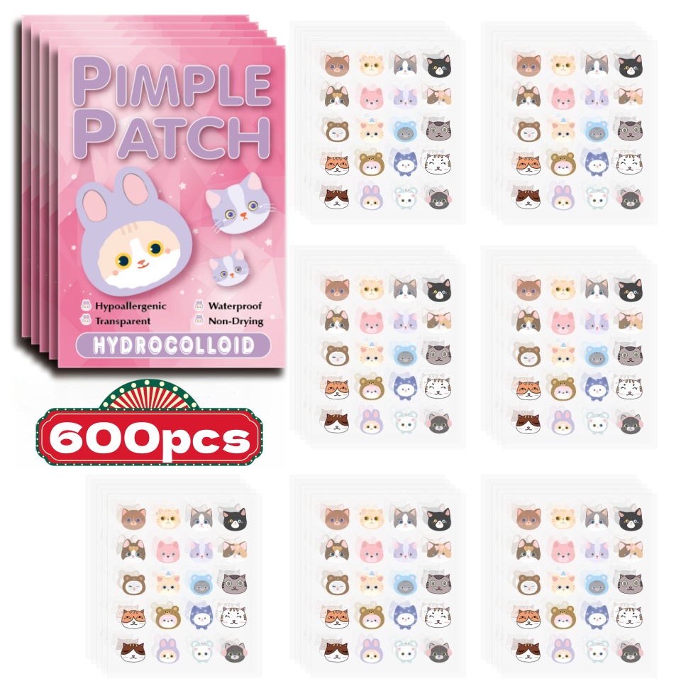 Skincare Gentle - 600pcs Cartoon acne patch, cute cat-shaped