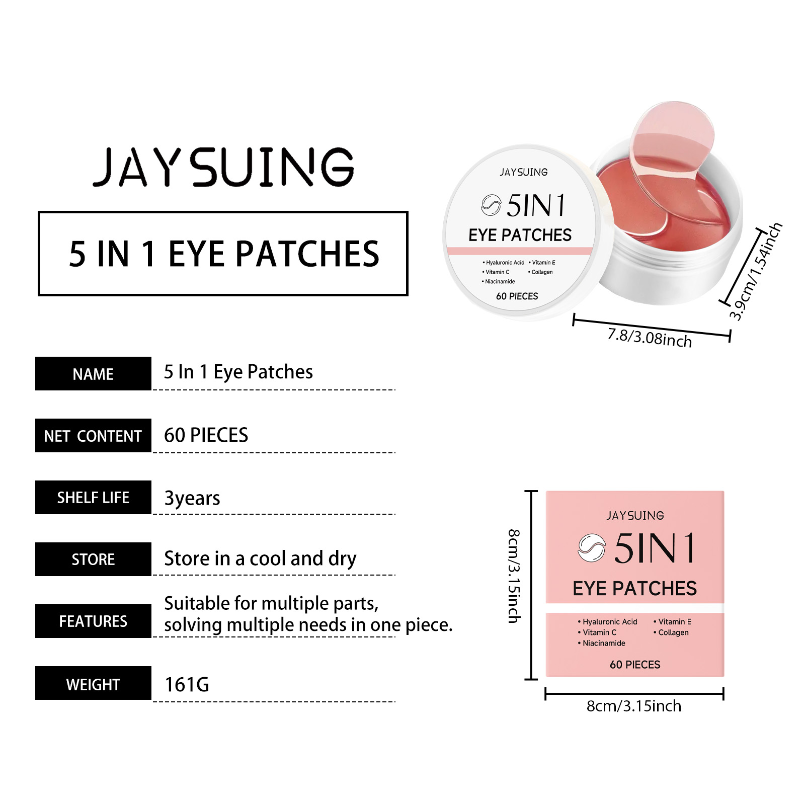 JAYSUING 5-in-1 Under Eye Patc - Hyaluronic Acid Serum 评论和价格