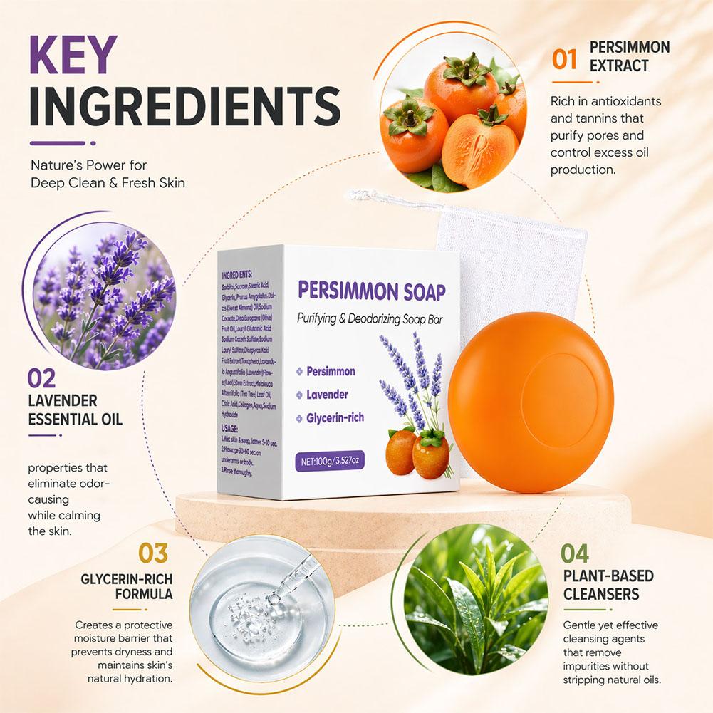 Persimmon lavender Soap Bar Pe - Skincare Gentle 评论和价格